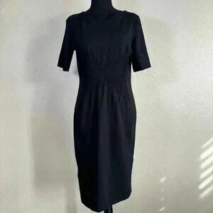 ARMANI COLLEZIONI Dress Scoop Neck Sheath Stretch Ribbed Black Women Size 12